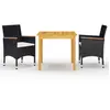 Image de vidaXL Ensemble de salle à manger de jardin 3 pcs Noir
