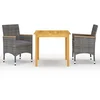 Image de vidaXL Ensemble de Salle à Manger de Jardin 3 pcs Table et Chaises de Repas de Patio Mobilier à Dîner d'Extérieur Mobilier de Terrasse Gris