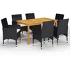 Image de vidaXL Ensemble à manger de jardin 7 pcs Noir
