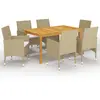 Image de vidaXL Ensemble à manger de jardin 7 pcs Beige