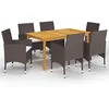Image de vidaXL Ensemble de Salle à Manger de Jardin 7 pcs Mobilier à Dîner d'Extérieur Table et Chaises de Repas de Patio Mobilier de Terrasse Marron