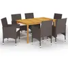 Image de vidaXL Ensemble à manger de jardin 7 pcs Marron
