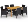 Image de vidaXL Ensemble à manger de jardin 7 pcs Noir