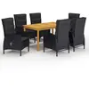 Image de vidaXL Ensemble à manger de jardin 7 pcs Noir