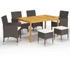 Image de vidaXL Ensemble à manger de jardin 7 pcs Marron