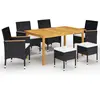 Image de vidaXL Ensemble à manger de jardin 7 pcs Noir