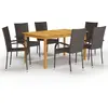 Image de vidaXL Ensemble à manger de jardin 7 pcs Marron