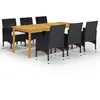 Image de vidaXL Ensemble à manger de jardin 7 pcs Noir