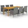 Image de vidaXL Ensemble à manger de jardin 7 pcs Gris