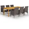Image de vidaXL Ensemble à manger de jardin 7 pcs Marron