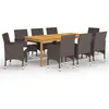 Image de vidaXL Ensemble à manger de jardin 9 pcs Marron