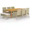 Image de vidaXL Ensemble à manger de jardin 11 pcs Beige
