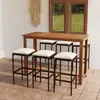 Image de vidaXL Ensemble de bar de jardin avec coussins 7 pcs Marron