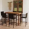 Image de vidaXL Ensemble de bar de jardin 7 pcs Marron
