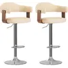Image de vidaXL Tabourets de bar lot de 2 crème bois courbé et similicuir