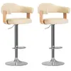 Image de vidaXL Tabourets de bar lot de 2 crème bois courbé et similicuir
