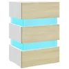 Image de Table de chevet à LED Blanc et chêne sonoma 45x35x67 cm