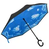 Image de vidaXL Parapluie à Poignée en C Réversible Coupe-vent Parapluie de Marche Parapluie de Promenade Portable Jardin Extérieur Noir 108 cm
