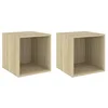 Image de vidaXL Armoires Murales 2 pcs, Meuble de Rangement Suspendu, Armoire Flottante Salon Salle de Séjour Maison Intérieur, Chêne Sonoma Bois d’Ingénierie