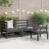 Image de vidaXL Salon de jardin 3 pcs gris bois de pin massif