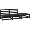 Image de vidaXL Salon de jardin 3 pcs noir bois de pin massif