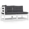Image de Revera Lot de 2 canapés de jardin blancs avec coussin en pin massif