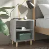Image de vidaXL Table de chevet avec pieds en bois Gris béton 40x30x50 cm