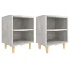 Image de vidaXL 2X Tables de Chevet avec Pieds en Bois Tables de Nuit Armoires de Chevet Armoires de Lit Chambre à Coucher Intérieur Gris Béton 40x30x50 cm