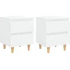 Image de vidaXL Tables de Chevet avec Pieds en Pin 2 pcs, Armoire de Chevet, Armoire de Lit, Meuble de Chambre à Coucher Maison Intérieur, Scandinave, Blanc