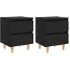 Image de Tables de chevet avec pieds en pin 2 pcs Noir 40x35x50 cm