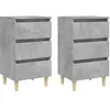 Image de Tables de chevet avec pieds en bois 2 pcs gris béton 40x35x69cm