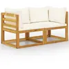 Image de vidaXL Banc de jardin à 2 places avec coussins blanc crème