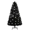 Image de Sapin de Noël et Flocons de Neige LED Noir 120 cm Fibre Optique