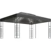 Image de vidaXL Tonnelle avec Guirlande Lumineuse à LED Belvédère de Jardin Pavillon d'Extérieur Tente de Réception Chapiteau Barbecue 3x4 m Anthracite