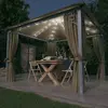 Image de vidaXL Tonnelle avec rideau et lumières LED 3x3 m Taupe Aluminium