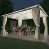 Image de vidaXL Tonnelle avec rideau et lumières LED 4x3 m Crème Aluminium