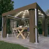 Image de vidaXL Tonnelle avec rideau et guirlande lumineuse à LED 3x3 m Taupe