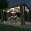 Image de vidaXL Tonnelle avec rideau et guirlande lumineuse à LED 4x3 m Taupe
