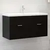 Image de vidaXL Armoire d'évier avec lavabo intégré Noir Bois d'ingénierie