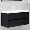 Image de vidaXL Armoire d'évier avec lavabo intégré Noir Bois d'ingénierie