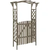 Image de vidaXL Bois de Sapin Massif Pergola avec Portail Arche de Jardin Décoration Entrée Allée de Jardin Patio Arrière-Cour Extérieur 116x40x204 cm Gris