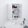 Image de vidaXL Armoire à miroir de salle de bain 60x15x75cm MDF Blanc brillant