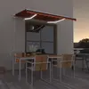 Image de vidaXL Auvent automatique capteur de vent/LED 350x250 cm Orange/marron