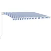 Image de vidaXL Auvent Manuel Rétractable avec LED Auvent de Terrasse Store de Balcon Jardin Patio Extérieur Ombrage des Fenêtres 400x300 cm Bleu et Blanc