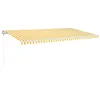 Image de vidaXL Auvent Automatique avec Capteur de Vent et LED Store de Balcon Jardin Patio Terrasse Extérieur Ombrage des Fenêtres 600x350 cm Jaune et Blanc