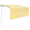 Image de vidaXL Auvent Rétractable Automatique avec Store Banne Pliable Jardin Balcon Terrasse Extérieur Protection Contre Rayons UV 3x2,5m Jaune et Blanc