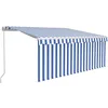 Image de vidaXL Auvent Rétractable Manuel avec Store Banne Pliable Jardin Balcon Terrasse Extérieur Protection Contre Rayons UV 3,5x2,5 m Bleu et Blanc