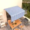 Image de vidaXL Auvent rétractable manuel avec store 3,5x2,5 m Bleu et blanc