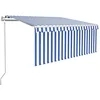 Image de vidaXL Auvent Rétractable Automatique avec Store Banne Pliable Jardin Balcon Terrasse Extérieur Protection Contre Rayons UV 3,5x2,5 m Bleu et Blanc