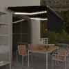 Image de vidaXL Auvent manuel rétractable avec store et LED 4x3 m Anthracite